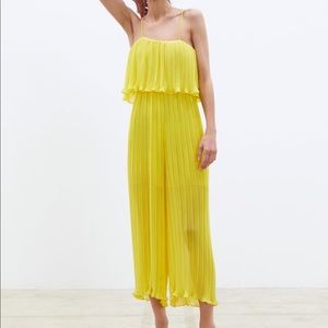 Zara yellow pleated jumpsuit